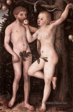Nu classique œuvres - Adam et Eve 1538 religieuse Lucas Cranach l’Ancien Nu